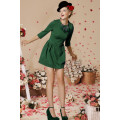 Pleasantly Classic Green Half Sleeves Mini Dress