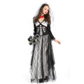 Sexy Queen of Darkness Costume Dress with Printed Bones and Lace Overlay