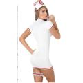 Naughty Nurse Costume Dress with Short Sleeves and Convenient Zipper Front