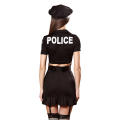 Sexy Black Cops Dress With Belt & Hat, Stockings Not Included