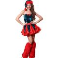 Gorgeous Blue and Red Christmas Dress With Hat & Leg Wears