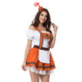 Orange/White Bavarian Oktoberfest Fancy Dress Sexy Beer Girl Costume German Beer Maid Outfits