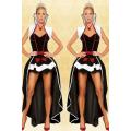 Flirtatious Queen Stylish Look Gorgeously Styled Black White Red Patterned Sequence