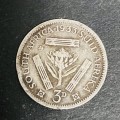 1933 THREE PENCE SOTH AFRICA (80%) SILVER