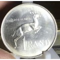 1967 ONE RAND (SILVER R1) SOUTH AFRICA (AFRIKAANS) UNC FULL DETAIL IN CAPTULE