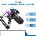 Fifine K651 USB Dynamic Microphone with RGB Arm Desk Mount Kit  Black
