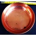 vintage red copper dish with rolled edge