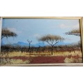 original oil painting bushveld scene by Johan Kotze