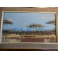 original oil painting bushveld scene by Johan Kotze