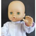 Vnitage hard plastic baby doll with vinyl head 37 cm
