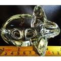 Small  Elephant clear glass Ashtray or candle holder