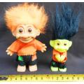 Two Collectable vintage Troll dolls in Halloween  outfits