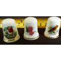 Seven  Vintage Collectable  bone China porcelain thimbles England