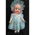 Small Vintage Evergreen Baby Doll - Sleep Eyed Hard Plastic -Moving Limbs original dress from 1950 s