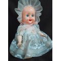 Small Vintage Evergreen Baby Doll - Sleep Eyed Hard Plastic -Moving Limbs original dress from 1950 s