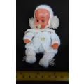 Collectable Vintage hard plastic baby doll with dummy made in Hong Kong and very well dressed