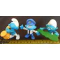 Collectable Smurfs  three figures Peyo made for McDonalds Second Set Includes Pilot Smurf