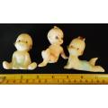 Set of three small collectable porcelain kewpie dolls