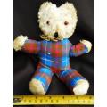collectable Vintage stuffed toy teddy bear with check fabric body and plush head