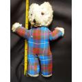 collectable Vintage stuffed toy teddy bear with check fabric body and plush head