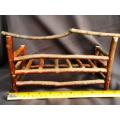 collectable Vintage wooden garden bench made of twigs for a Barbie sized doll house or display