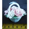 Denton China Posy. Small Porcelain `Fancy`  Basket with Flowers. Made in England