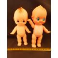 Two small Vintage Kewpie Dolls one with brown eyes one with blue eyes 18 cm high