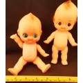 Two small Vintage Kewpie Dolls one with brown eyes one with blue eyes 18 cm high