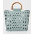 2 PIECE LAZER CUT TOTE BAG - LIGHT BLUE