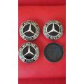Mercedes Benz Gloss Black 3D Wheel Caps 75mm High quality, R120 each