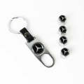 Mercedes Benz Star Chrome Tyre Valve Metal Caps and Keychain Set, R130
