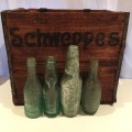 Vintage Schweppes Wordon and Pelgan Mineral Walter Historial Cape Town bottle and crate collection.