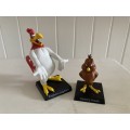 Looney Tunes statuettes Foghorn Leghorn and Henry Chicken Hawk with packaging boxes