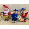 NODDY and BIG EARS and Mr PLOD plush toys 16cm tall - detailed outfit