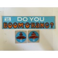 rare Genuine South African SPARLETTA company 1970s BOOM A RANG Promotional Sticker lot