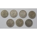 ** 7 X 3p coins  1926, 1927, 1932, 1933, 1934, 1938 & 1943   ** -  BID per COIN to TAKE THE LOT