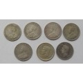 ** 7 X 3p coins  1926, 1927, 1932, 1933, 1934, 1938 & 1943   ** -  BID per COIN to TAKE THE LOT