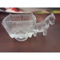 Glass donkey with cart vintage