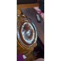 Large amber glass genie bottle