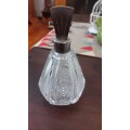 Antique English, Art Deco, Perfume Bottle, silver plated, Heavy Cut Glass,