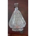 Antique English, Art Deco, Perfume Bottle, silver plated, Heavy Cut Glass,