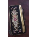 Vintage Comb and Mirror Compact Petit Point Comb and Mirror case 1940s Compact with Mirror and Torto