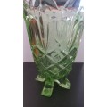 Footed Green Glass Vase  Art Nouveau / Deco