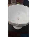 Vintage Indiana Glass Pedestal Bowl, Milk Glass Compote, Tear Drop Pattern