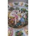 ANTIQUE ANGEL BAROQUE CAPODIMONTE ITALIAN NUDE WOMAN & CHERUBS CABINET PLATE