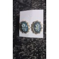 Vintage blue cameo earrings