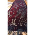 Vintage scarf red velvet and lace
