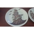 Alfred meakin plates x2 with pewter work vintage