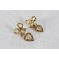VINTAGE BOW KNOT HEART GOLD PLATED DROP EARRINGS