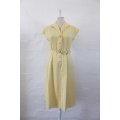 VINTAGE YELLOW BELTED BUTTON DOWN DAY DRESS - SIZE 10